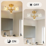 Kristalltaklampa med guld halvfast montering Carvallo