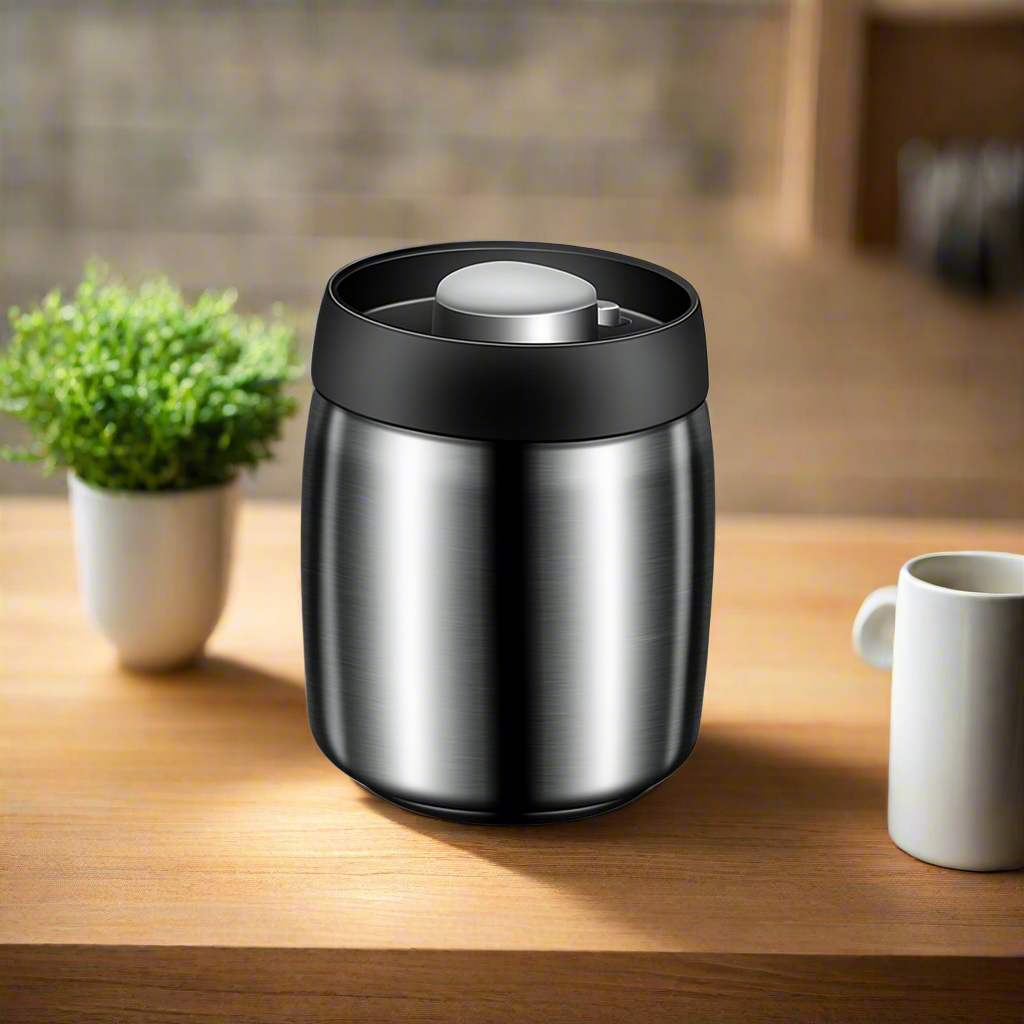 Royallure Vakuumförseglad Kaffe-böna Förvaringsbehållare 304 Rostfritt Stål Burk Carvallo