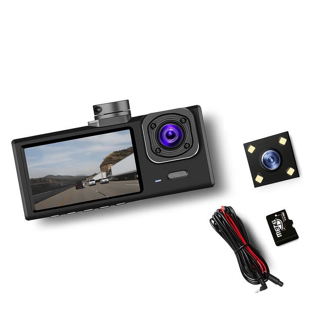 Dash Cam Triple Lens Bilkamera Nattvision Carvallo