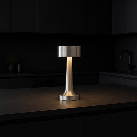 Ambient Halo Bordslampa | Trådlös Touchkontroll | USB-C Uppladdningsbar | 16h Drifttid | Metallfinish Carvallo