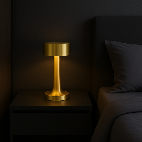 Ambient Halo Bordslampa | Trådlös Touchkontroll | USB-C Uppladdningsbar | 16h Drifttid | Metallfinish Carvallo