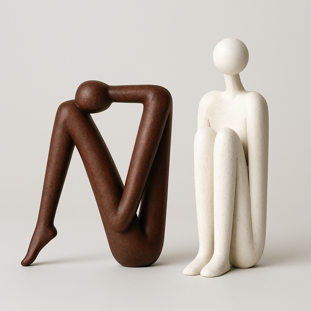 Skulpturala Bokstöd | Modern Hylldekoration | Icke-glidande Bas | 5,9" Harpiks Carvallo