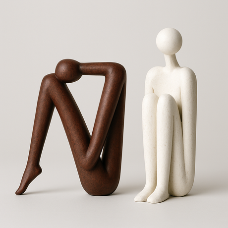 Skulpturala Bokstöd | Modern Hylldekoration | Icke-glidande Bas | 5,9" Harpiks Carvallo