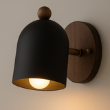 Retro Vägglampa | Massivt Trä & Järnlampa | Varm Vintage Stil | 7.5in | Brick by Brick Carvallo