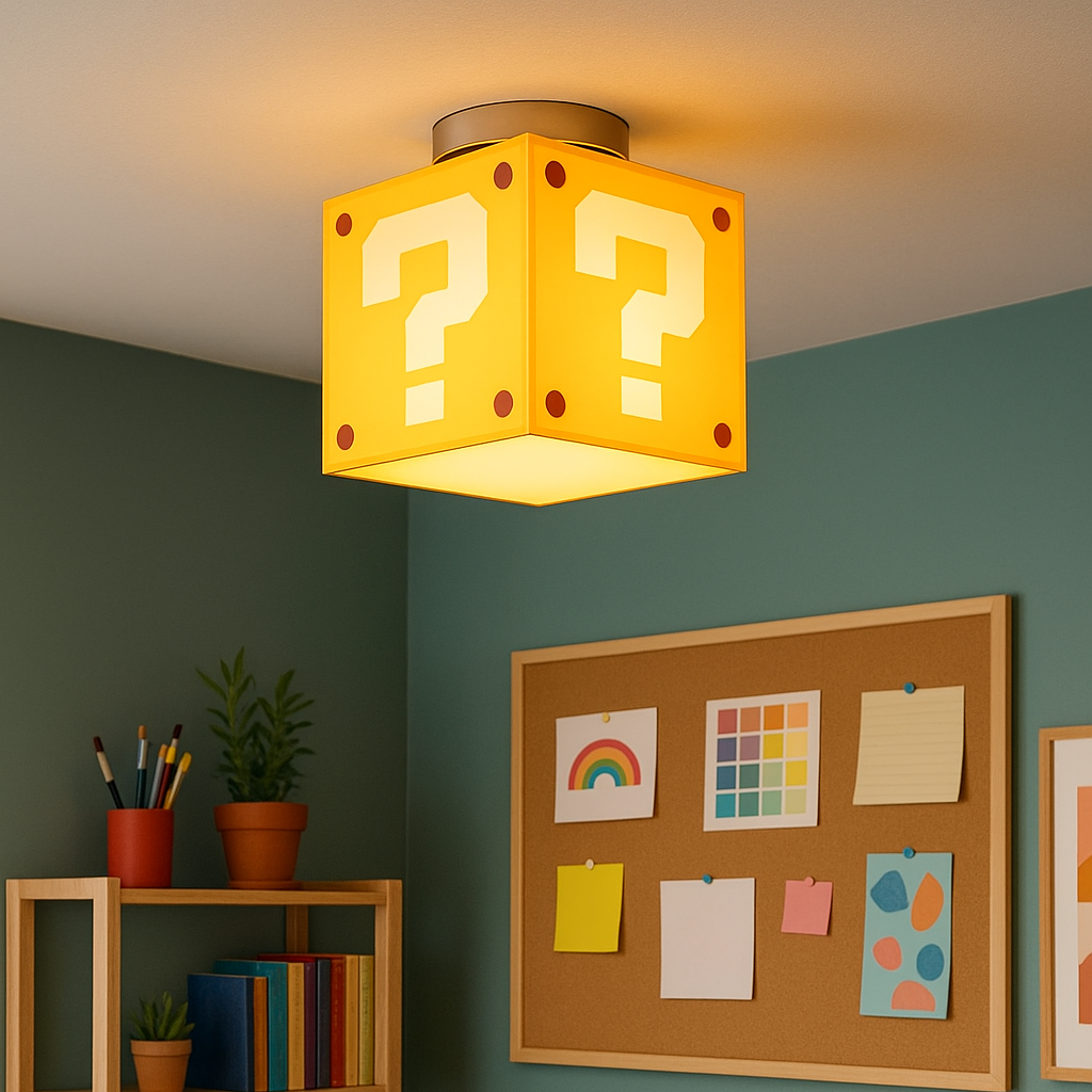Retro Pixel Taklampa | Frågeblockstil | E27-fattning | 3 ljuslägen Carvallo
