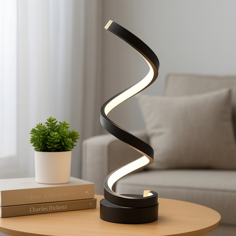 Modern Spiral Table Lamp | Dimmbar LED | 15.7" Hög | Energivrande Skulptural Ljus Carvallo