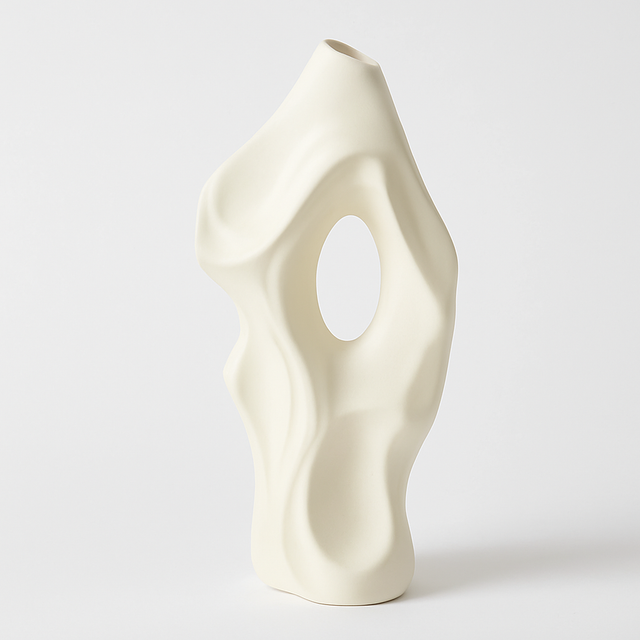 Modern skulptural keramikvas | Abstrakt hylla eller bordsdekoration | Svart eller vit finish Carvallo