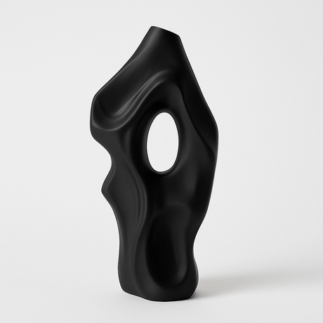 Modern skulptural keramikvas | Abstrakt hylla eller bordsdekoration | Svart eller vit finish Carvallo