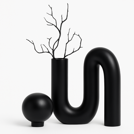 Skulptural Keramikkruka | 12" Modern Dekor Accent | Monokrom Finish Carvallo