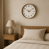 Silent Wooden Wall Clock | 10" or 12" | No-Tick Quartz Movement | Minimalist Nordisk Design Carvallo