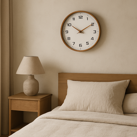 Silent Wooden Wall Clock | 10" or 12" | No-Tick Quartz Movement | Minimalist Nordisk Design Carvallo