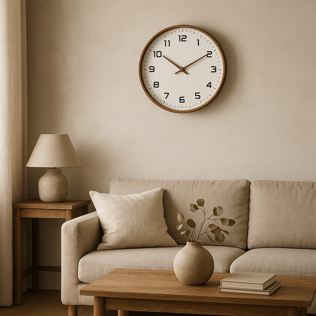 Silent Wooden Wall Clock | 10" or 12" | No-Tick Quartz Movement | Minimalist Nordisk Design Carvallo