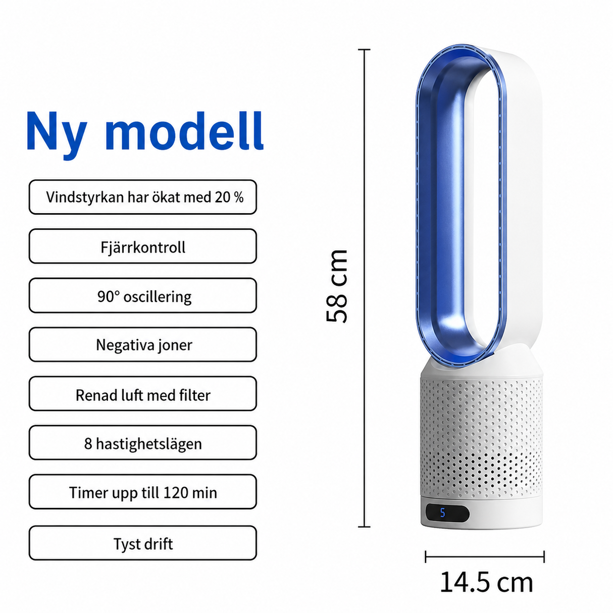 Airpure | 3-i-1 Luftkylare med Luftrenare | Oscillation och Touch LED Carvallo