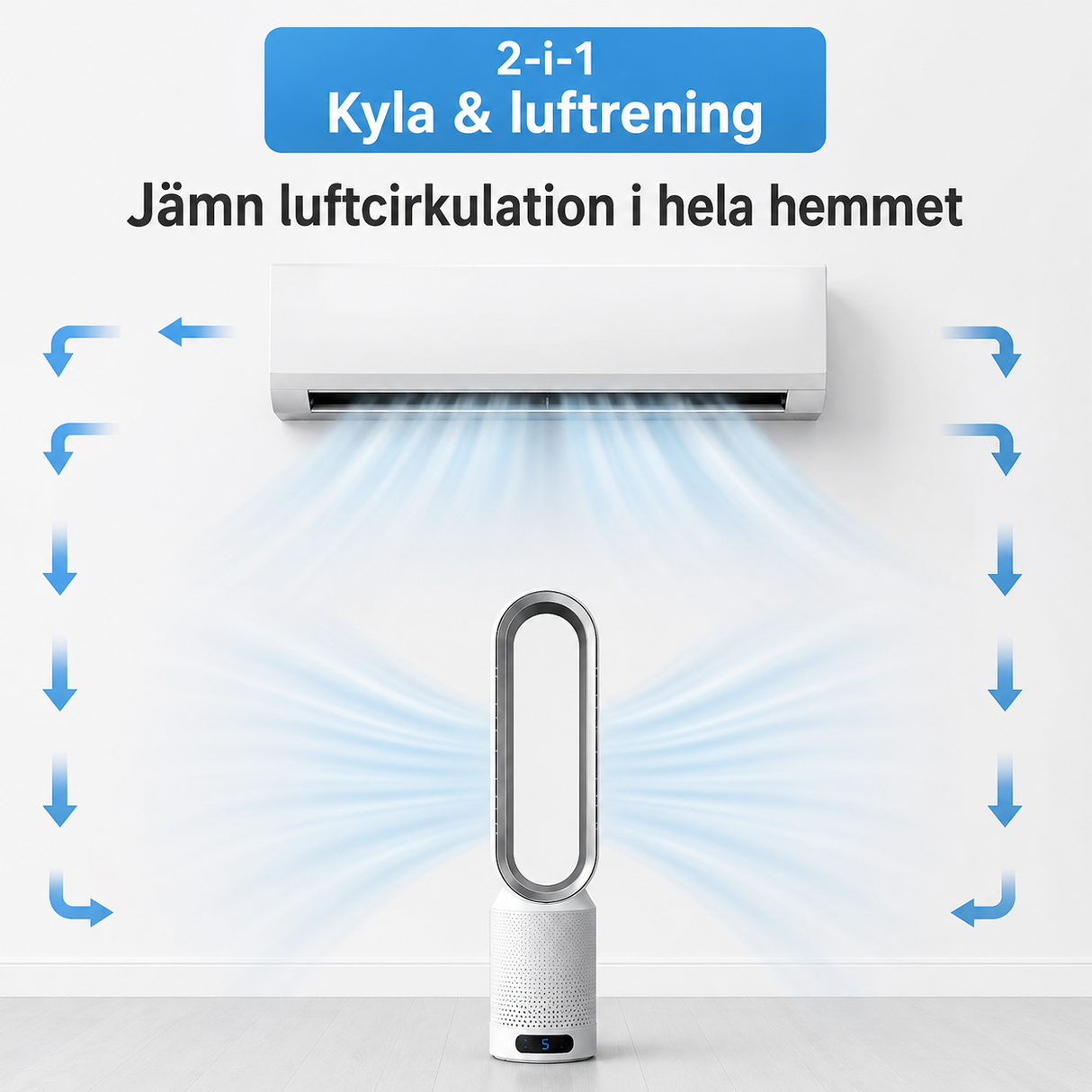 Airpure | 3-i-1 Luftkylare med Luftrenare | Oscillation och Touch LED Carvallo