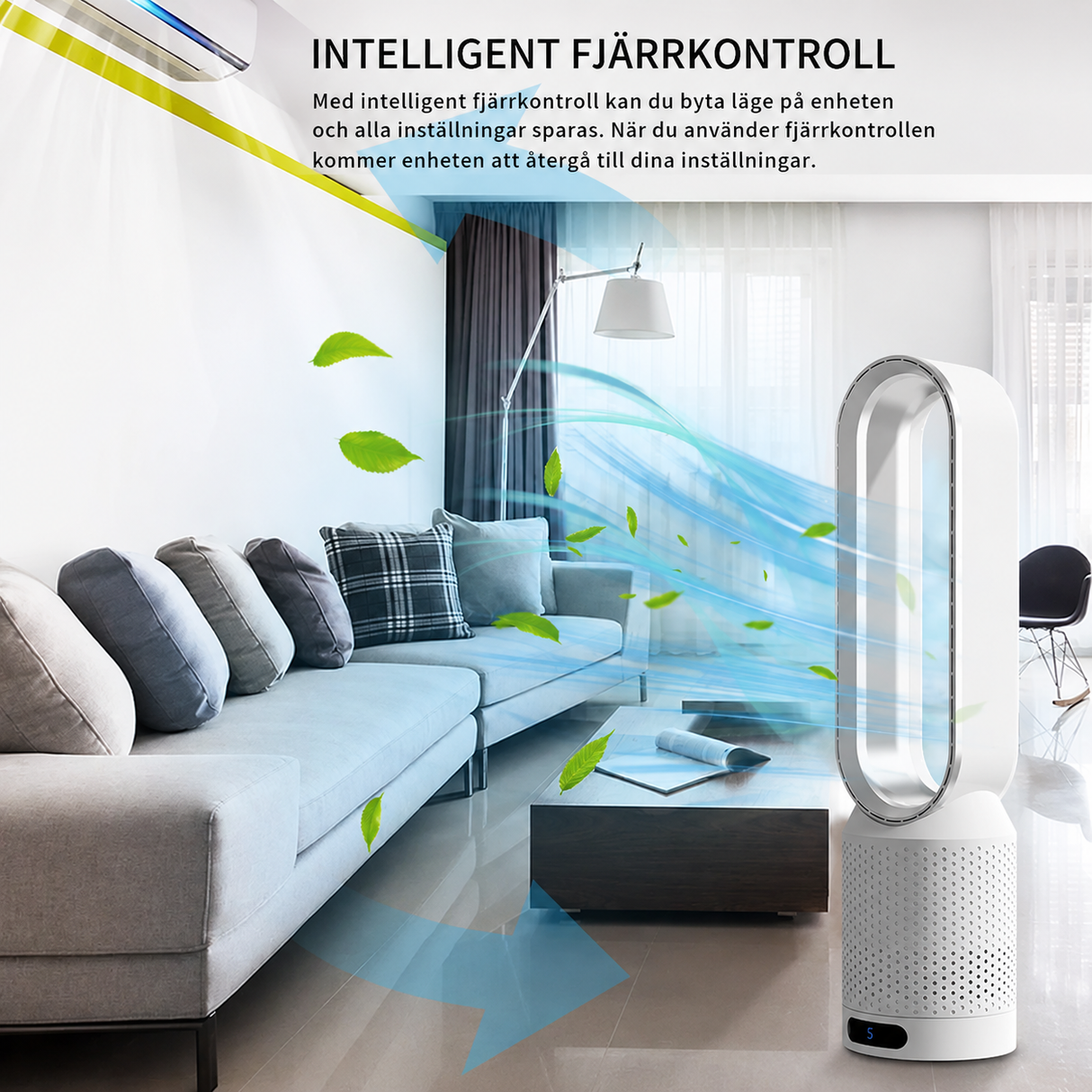 Airpure | 3-i-1 Luftkylare med Luftrenare | Oscillation och Touch LED Carvallo