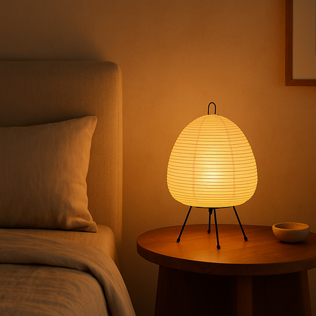 Rispapper Bordslampa | Wabi-Sabi Japansk Stil | Mjuk Ambient Carvallo