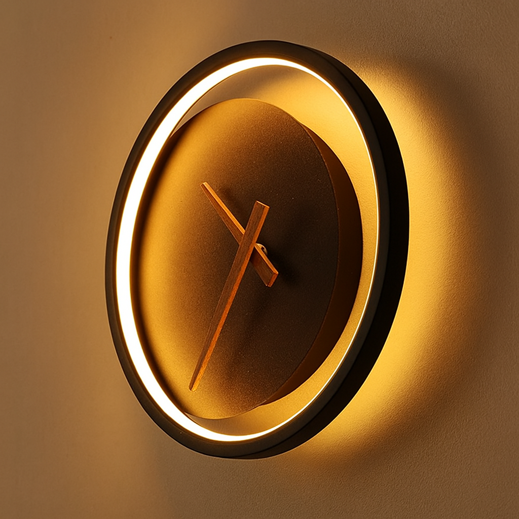 Kreativ LED Väggklocka | 11.8″ | Tyst Rörelse | Belysnings Accent | Brick by Brick Carvallo