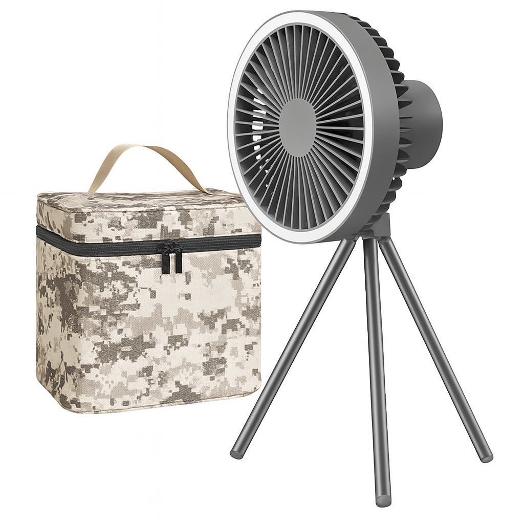 Royallure Bärbar Campingfläkt 10000mAh Uppladdningsbar med LED-lampa & Power Bank Carvallo