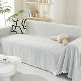 CozyWeave Sofföverdrag i Chenille – Elegant Fiskbensmönster med Dekorativa Tofsar Hemnix