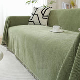 CozyWeave Sofföverdrag i Chenille – Elegant Fiskbensmönster med Dekorativa Tofsar Hemnix