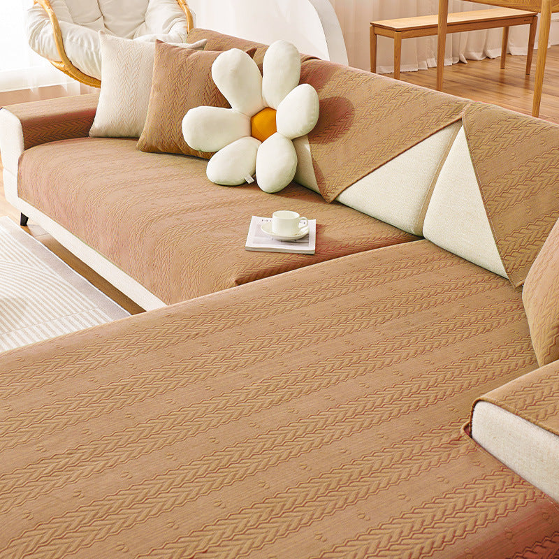 Chenille Veteörontryckt Andningsbar Halkfri Sofföverdrag Carvallo