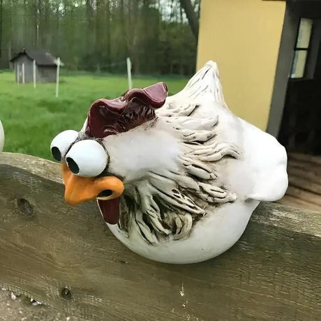 ChickChuckle Skulpturer - Keramiska hönsfigurer för trädgård och staket Carvallo