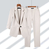 Dam Blazer Set Elegant Skräddarsydd Polyester Elastan