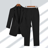 Dam Blazer Set Elegant Skräddarsydd Polyester Elastan