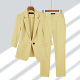 Dam Blazer Set Elegant Skräddarsydd Polyester Elastan