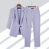 Dam Blazer Set Elegant Skräddarsydd Polyester Elastan