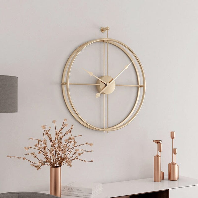 Silent Oversized Iron Clock | 20.5″ | Minimalist Numerals | Black/Gold | Brick by Brick Carvallo
