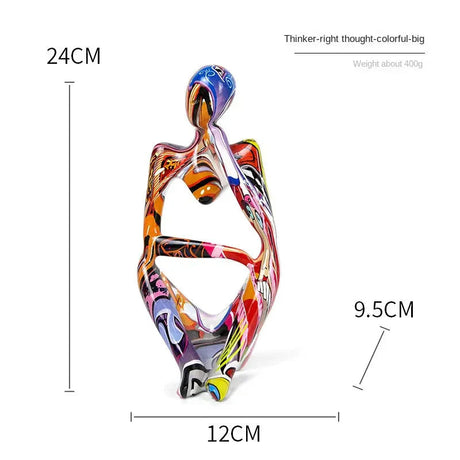 Tänkerstatyett - Färgglad graffiti, handgjord konstskulptur MILA Sverige