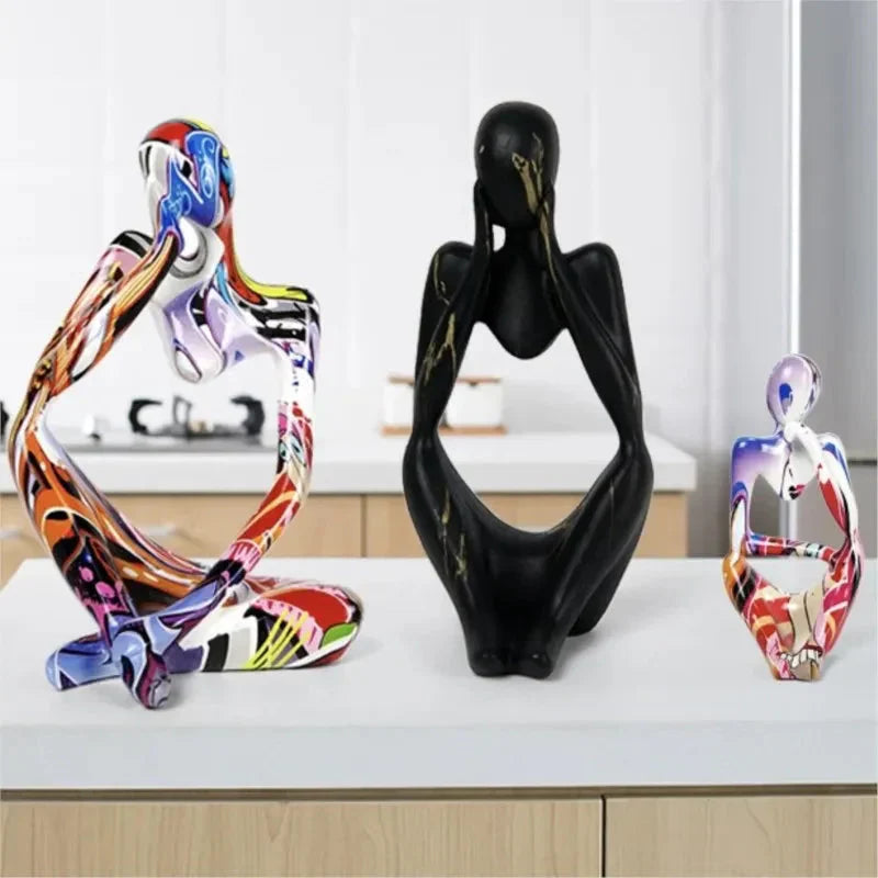 Tänkerstatyett - Färgglad graffiti, handgjord konstskulptur MILA Sverige