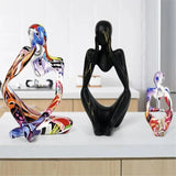 Tänkerstatyett - Färgglad graffiti, handgjord konstskulptur MILA Sverige