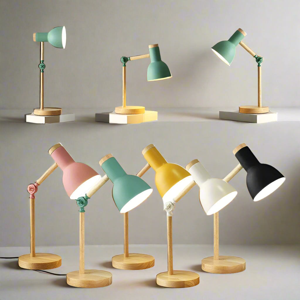 Royallure Wood Nordisk Skrivbordslampa - Justerbar, Minimalistisk Design, E26/E27 Sockel Carvallo
