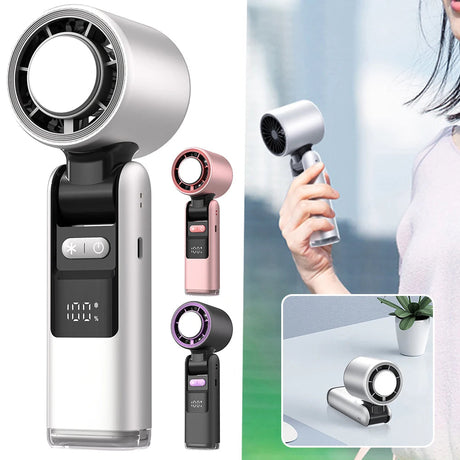 Hopfällbar Turbo Mini-fläkt – 100-bladsström, LED-display och USB-uppladdningsbart 4000 mAh-batteri MILA Sverige