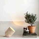 Royallure Modern Travertin Golv- och Bordslampa Naturlig Sten Sängrum Belysning Carvallo