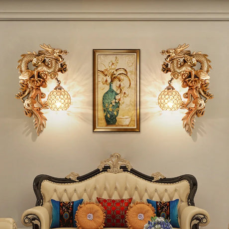 DragonPhoenix - Lyxig Drak- och Fenix-vägglampa Dekorativ Belysning Carvallo