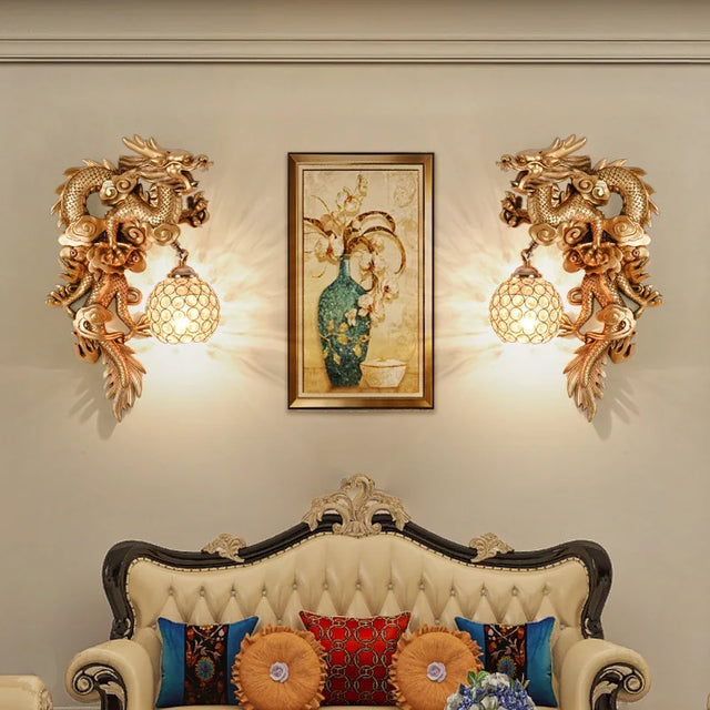 DragonPhoenix - Lyxig Drak- och Fenix-vägglampa Dekorativ Belysning Carvallo