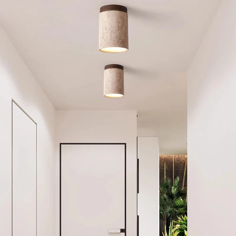Travertin Hänglampa | Natursten | Minimalistisk Design | E27 Kompatibel Carvallo