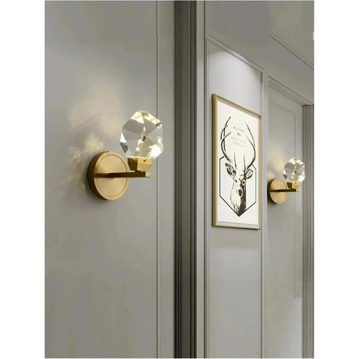 CrystalGleam Light - Lyxig Modern Guld Kristall LED Vägglampa Carvallo