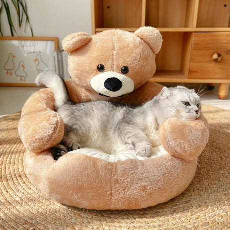 Pet Bed Plush Bear Cuddle-Style Nest Carvallo