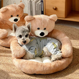 Pet Bed Plush Bear Cuddle-Style Nest Carvallo