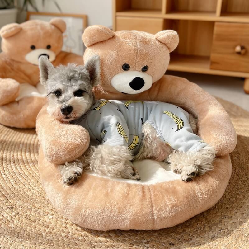 Pet Bed Plush Bear Cuddle-Style Nest Carvallo