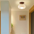 Hallway Ceiling Lamp Featuring Crystal and Natural Wood Carvallo