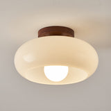 Hallway Ceiling Lamp Featuring Crystal and Natural Wood Carvallo