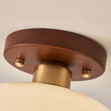 Hallway Ceiling Lamp Featuring Crystal and Natural Wood Carvallo