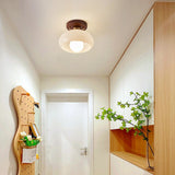Hallway Ceiling Lamp Featuring Crystal and Natural Wood Carvallo