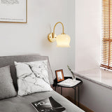 Fransk Blomma Skugga Glas Vägglampa Carvallo