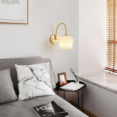 Fransk Blomma Skugga Glas Vägglampa Carvallo